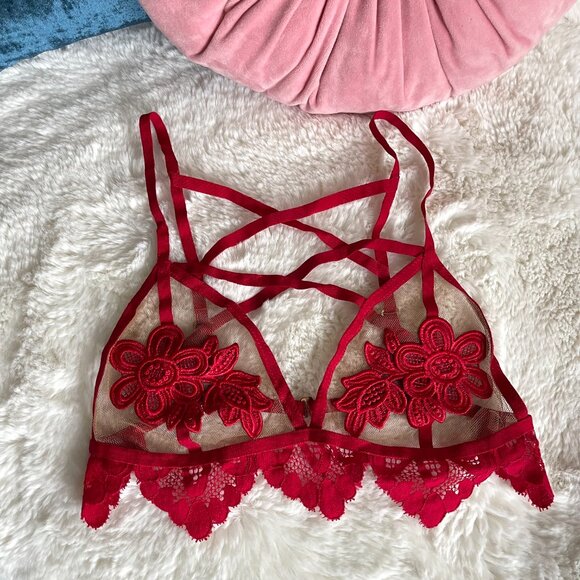 NWOT For Love and Lemons Skivvies Lingerie Ruby Appliqué Bralette - Picture 2 of 6